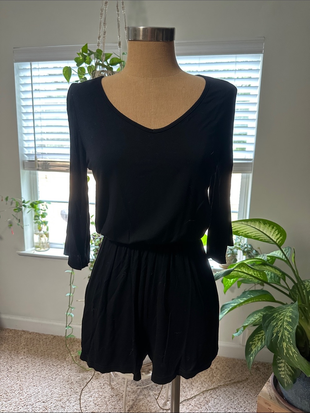 Black V-Neck Romper